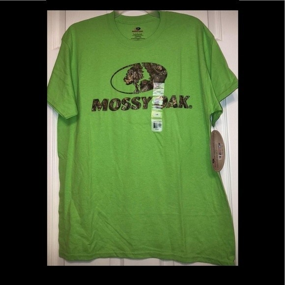 Mossy Oak Sz L Lime Camo Logo T-Shirt NEW NWT - Picture 2 of 2